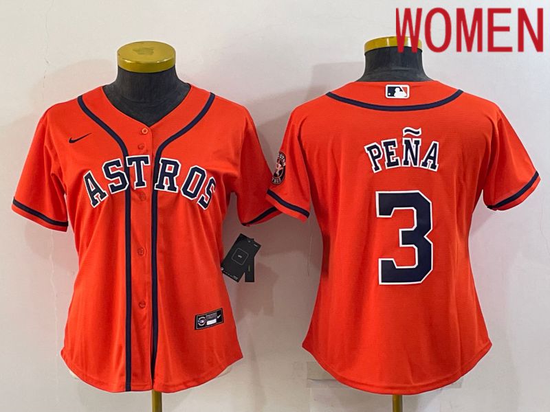 Women Houston Astros #3 Pena Orange Game Nike 2022 MLB Jersey->women mlb jersey->Women Jersey